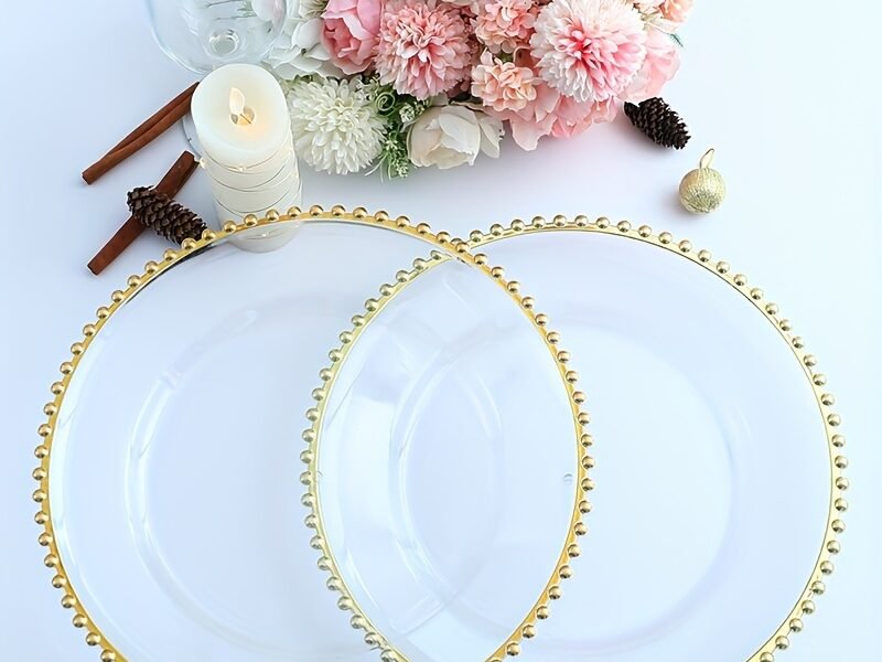 Clear Gold Trim Charger Plate