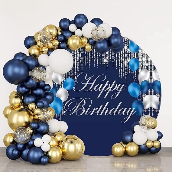 Birthday Blue and Gold Backdrop
