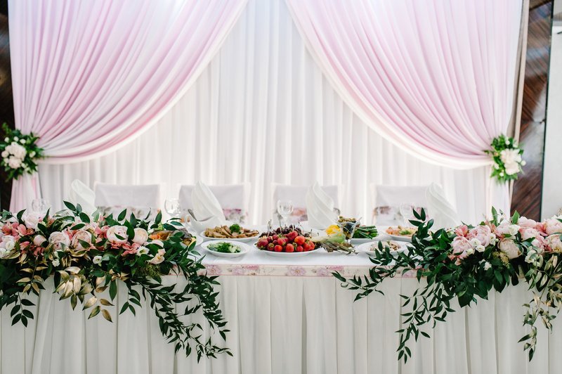 Wedding Pink Drape and Greenery